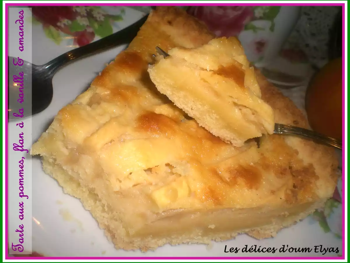 Tarte aux pommes délicieuse au flan et aux amandes