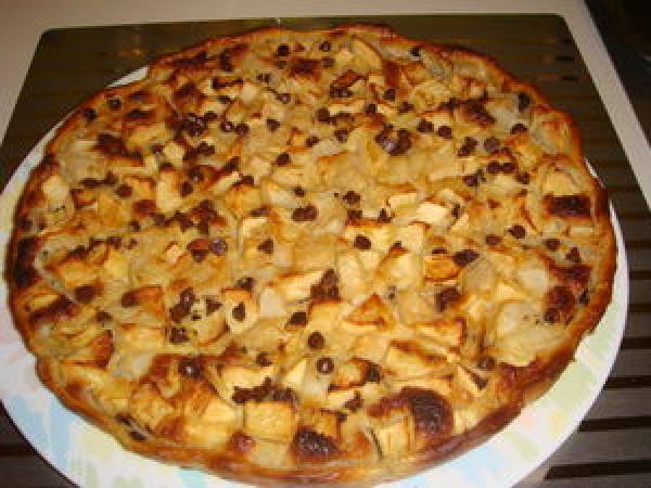 Tarte aux pommes, poires, amandes et chocolat