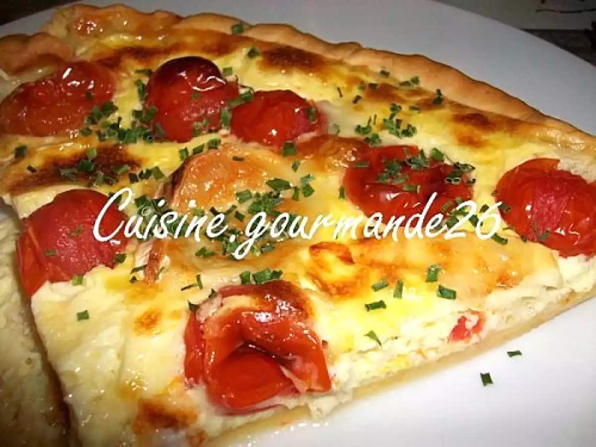 Tarte aux tomates cerises et bûche de chèvre