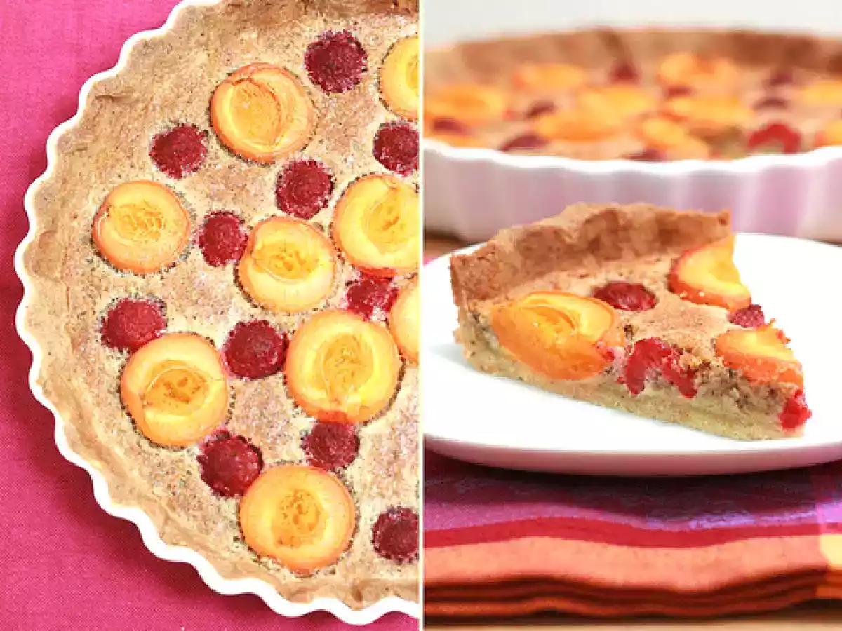 Tarte bourdaloue aux abricots & aux framboises