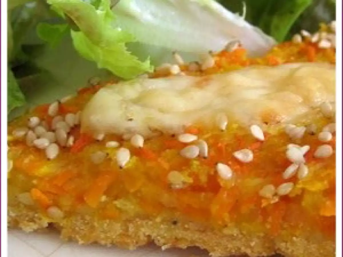 Tarte carotte-chou rave aux lentilles corail, sans blé, sans lait de vache, sans oeuf