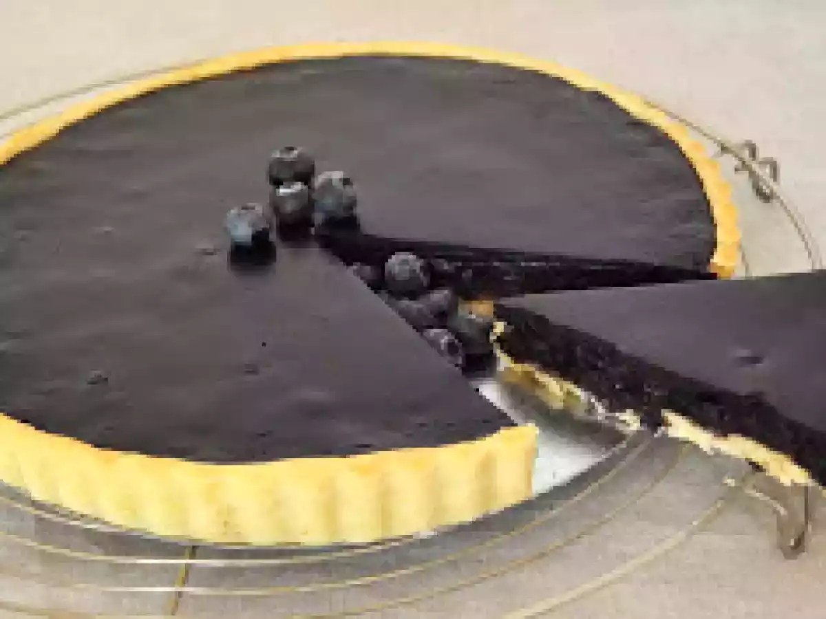 Tarte chocolat et myrtilles ( bleuets)