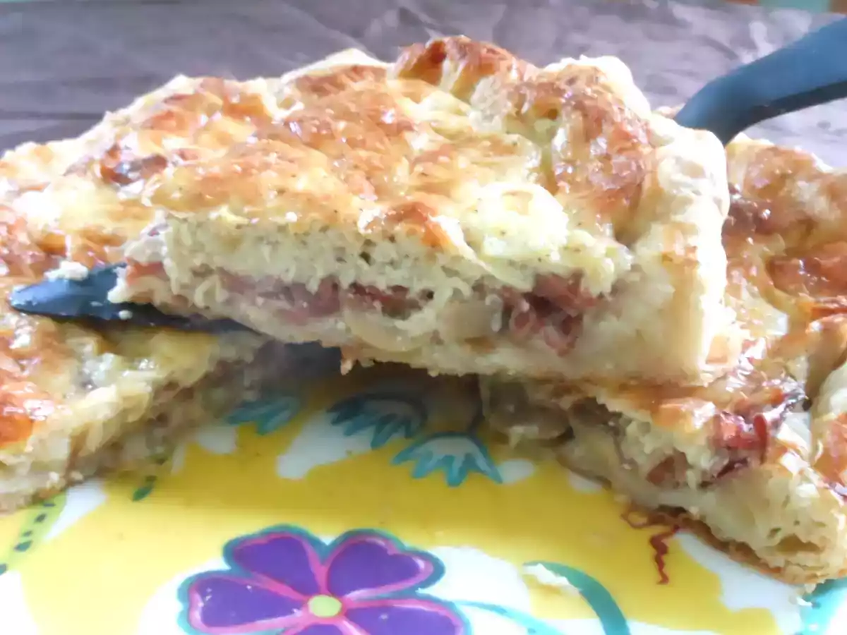 Tarte Coppa, champignons de Paris et Reblochon