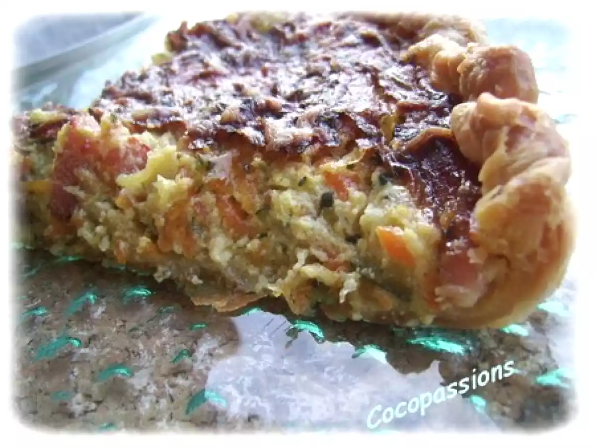 Tarte courgettes carottes et lardons
