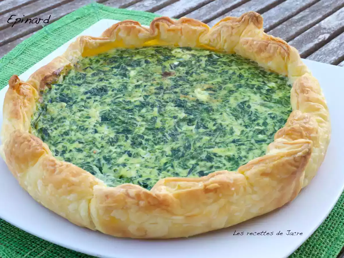 Tarte épinards, feuilles de chêne et philadelphia