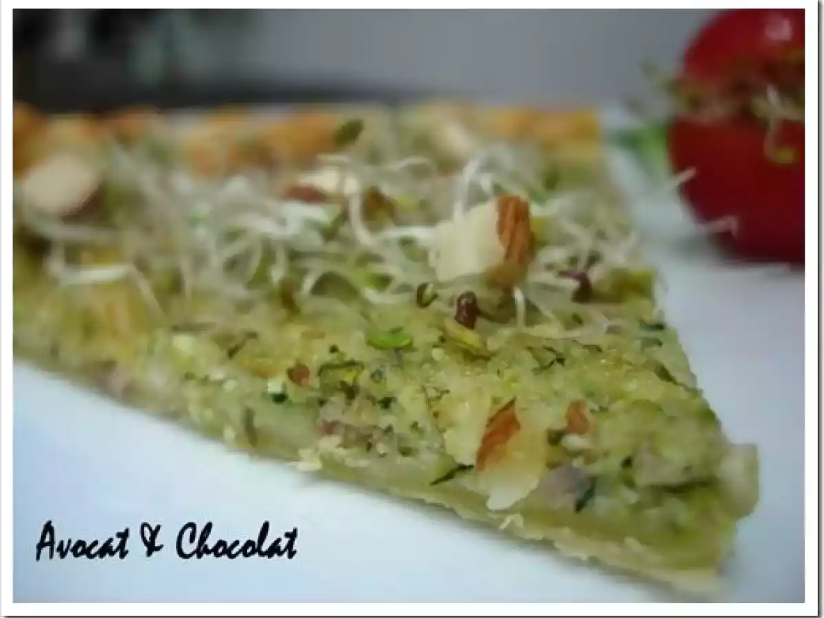 Tarte feuilletée au Pesto de Courgette parfumé à l' Amande, Basilic et Parmesan - photo 2