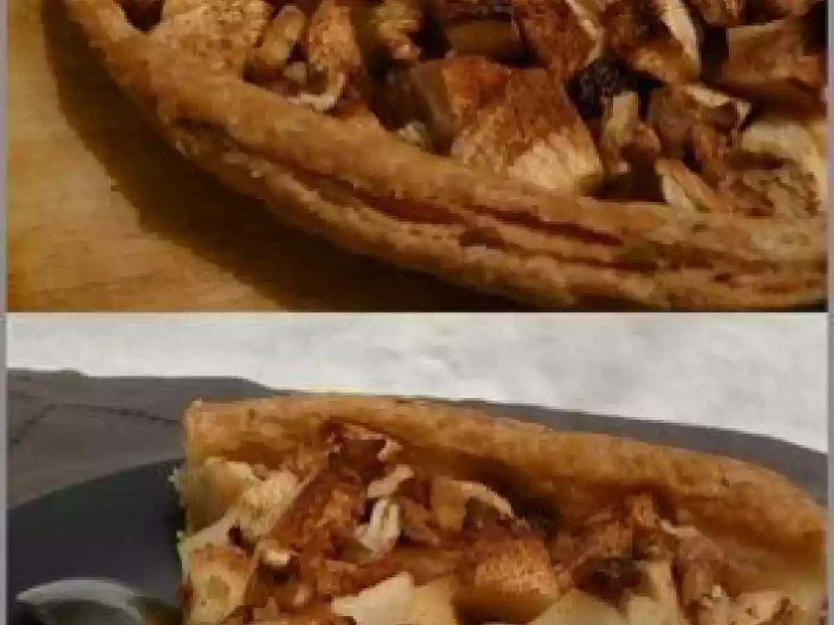 Tarte feuilletée aux pommes, noix et raisins secs