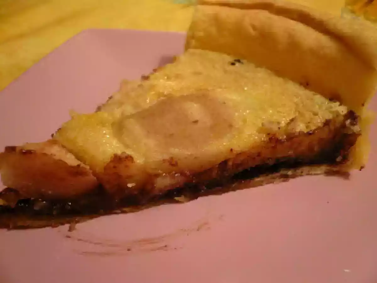 Tarte fine amandine poires-chocolat