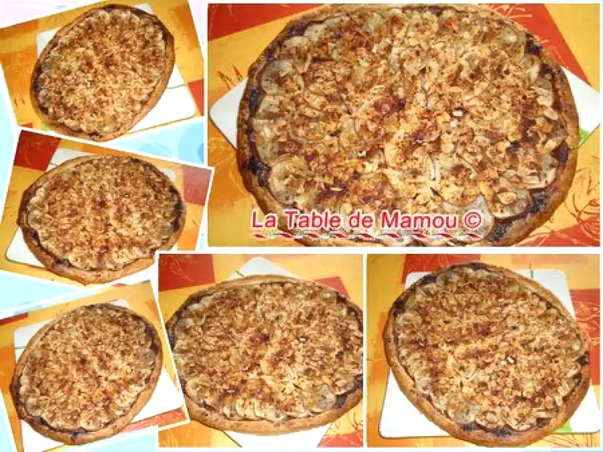 Tarte fine aux poires fond chocolat, pralin de spéculoos