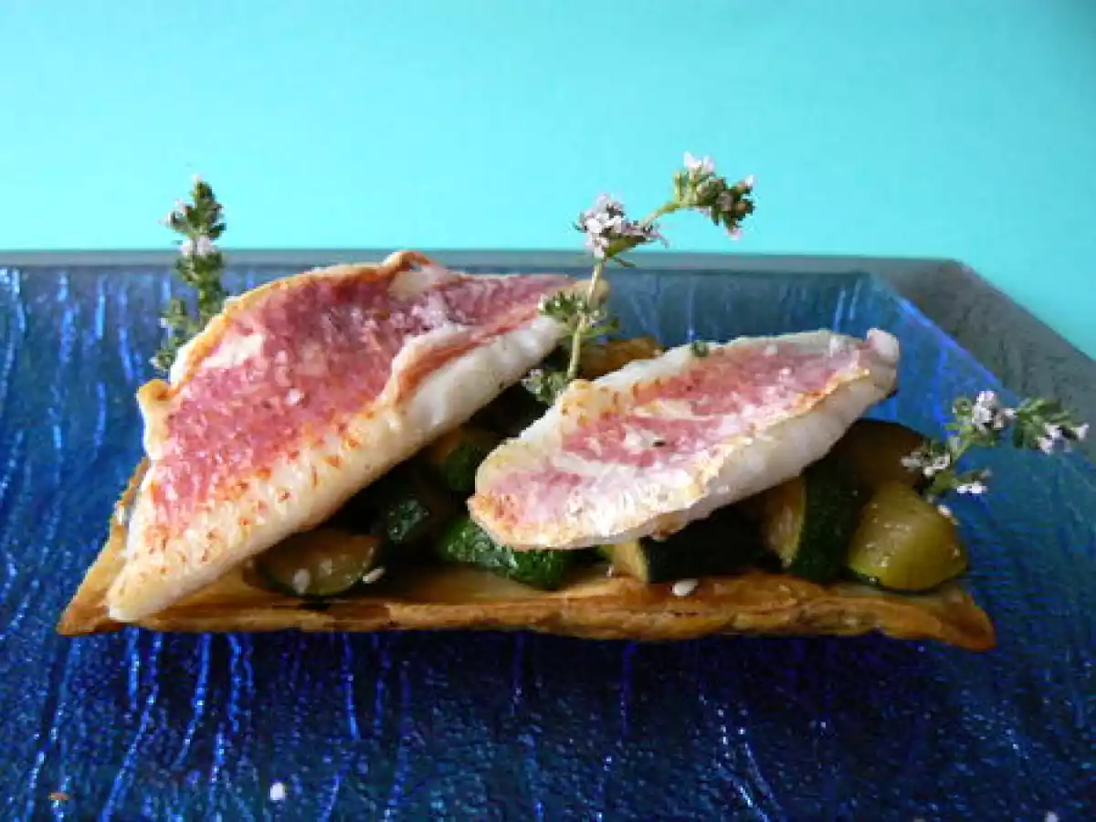 Tarte fine aux rougets et courgettes