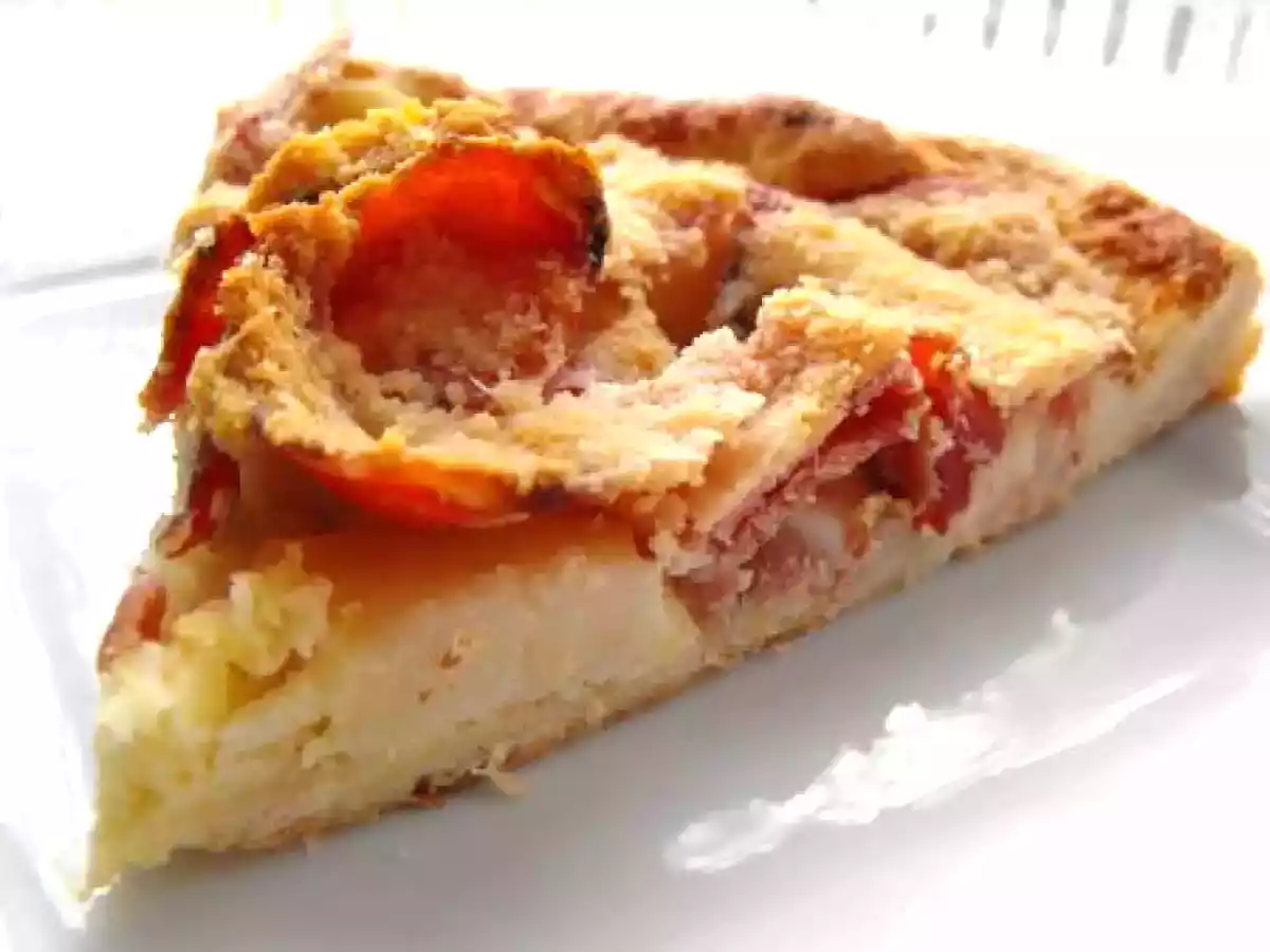 Tarte fine pommes de terre, jambon cru et parmesan