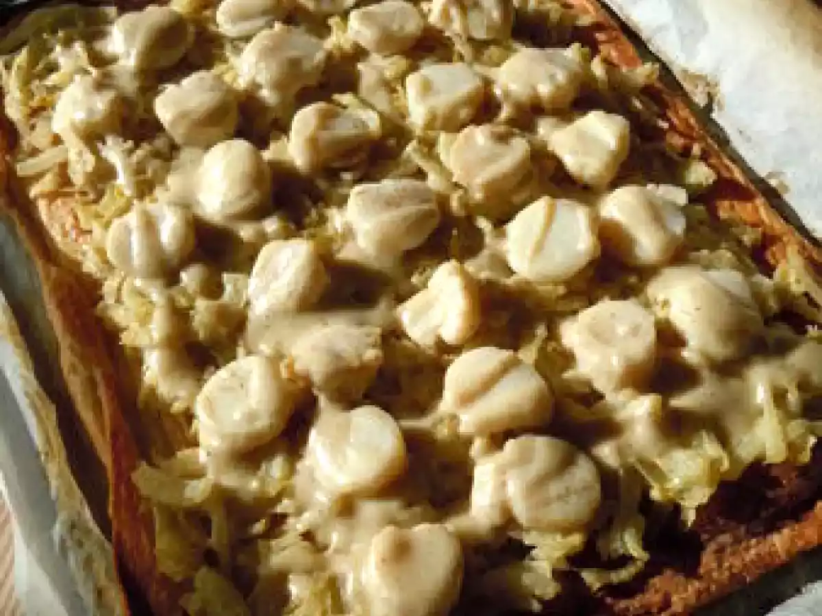 Tarte fine Saint-Jacques sur lit d'endives et fenouil