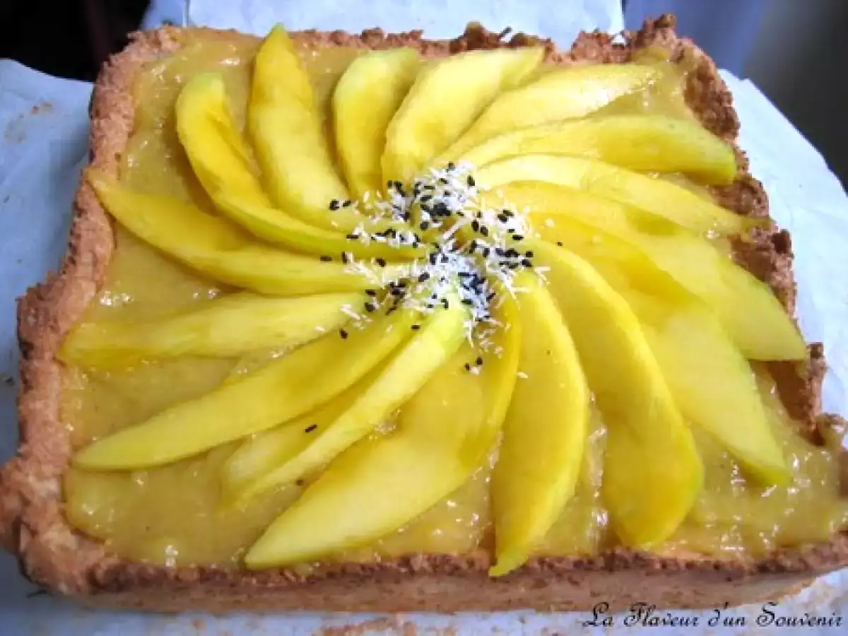 Tarte Mango-Lemon curd sur macaron Coco