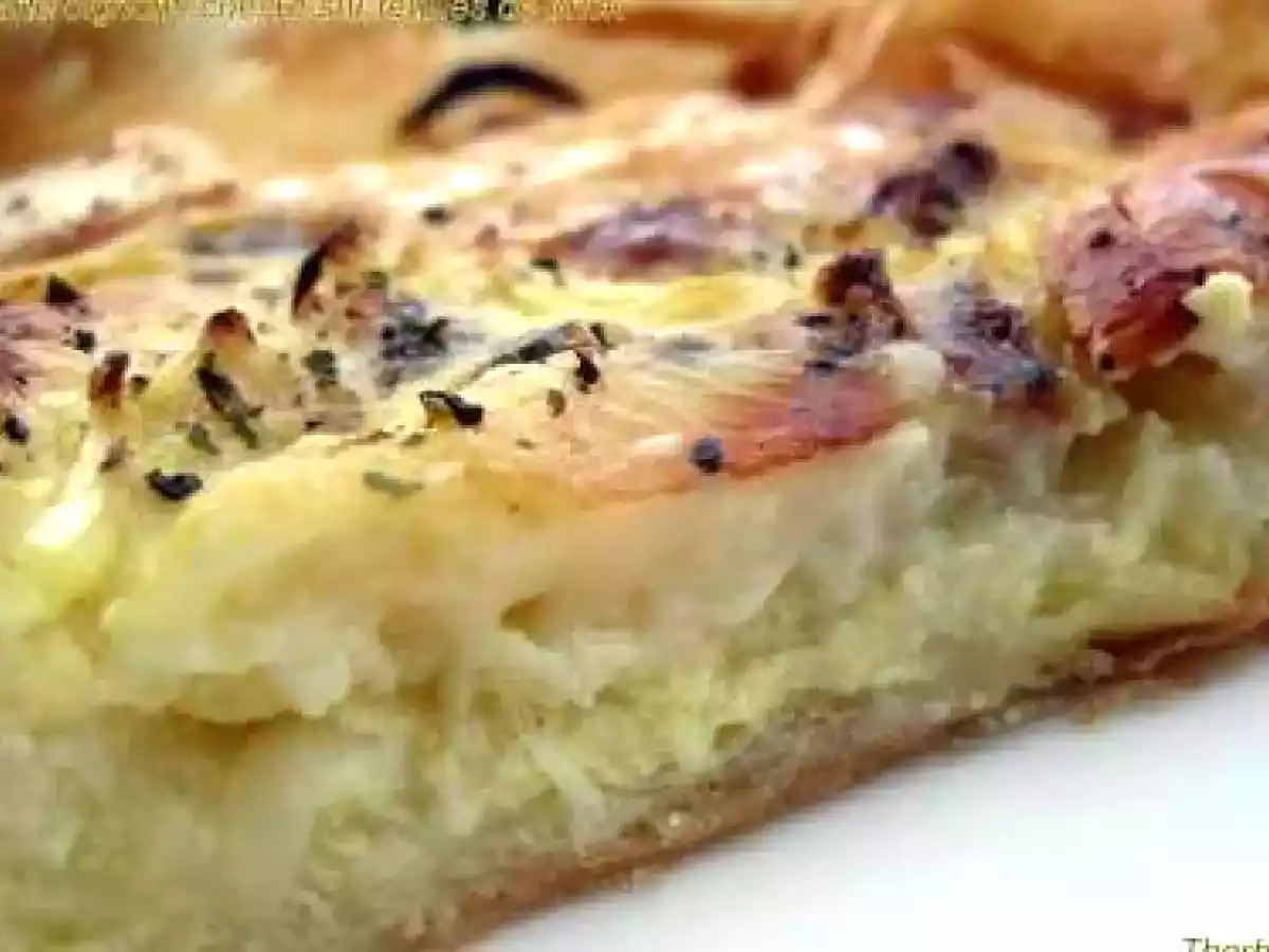 Tarte oignons chèvre sur feuilles de brick