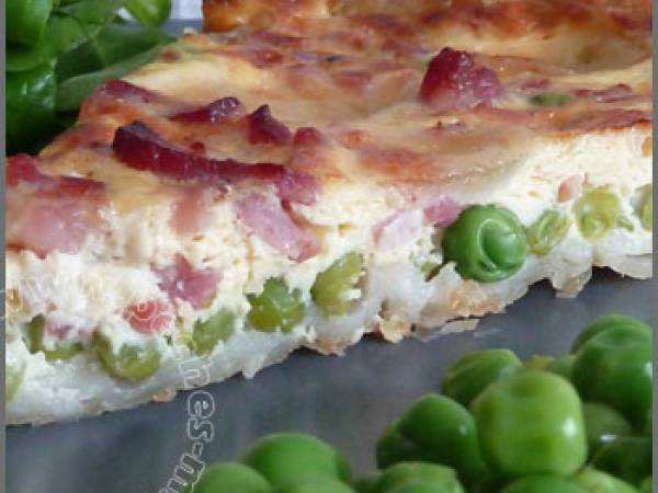 Tarte petits pois lardons et mozzarella