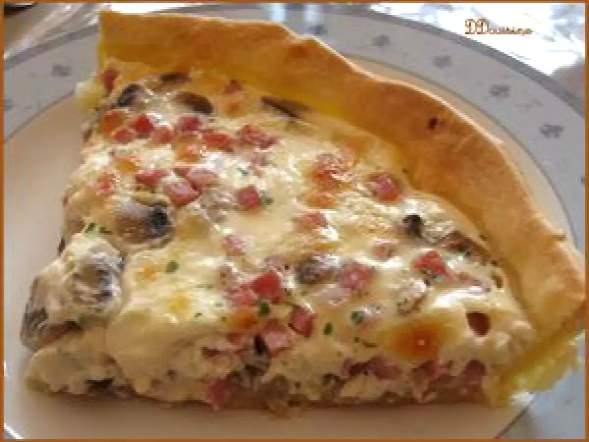 Tarte simple, économique mais délicieuse, au jambon blanc et champignons de Paris - photo 3