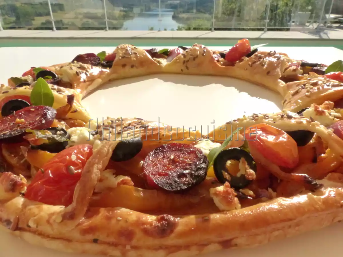 Tarte soleil aux poivrons, chorizo et feta - photo 4