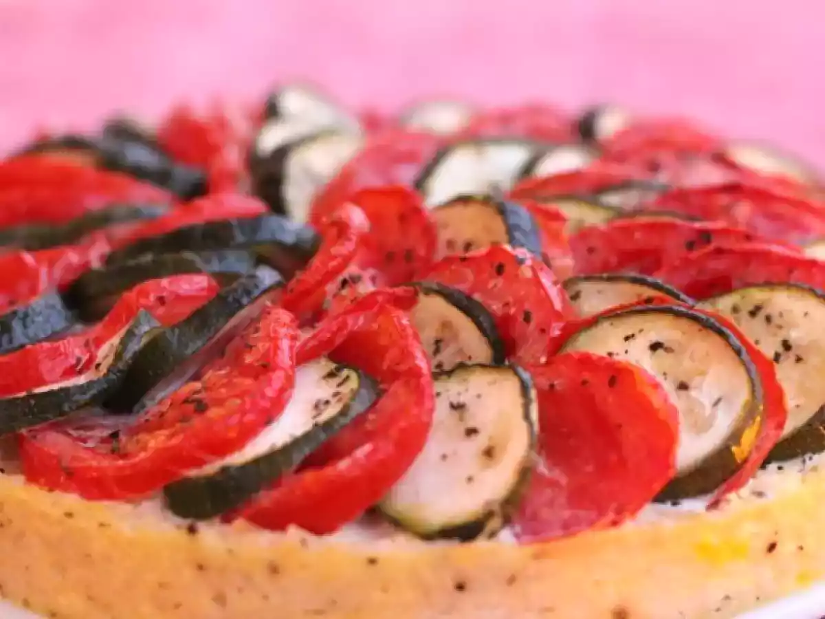 Tarte tomates et courgettes sur croute de riz