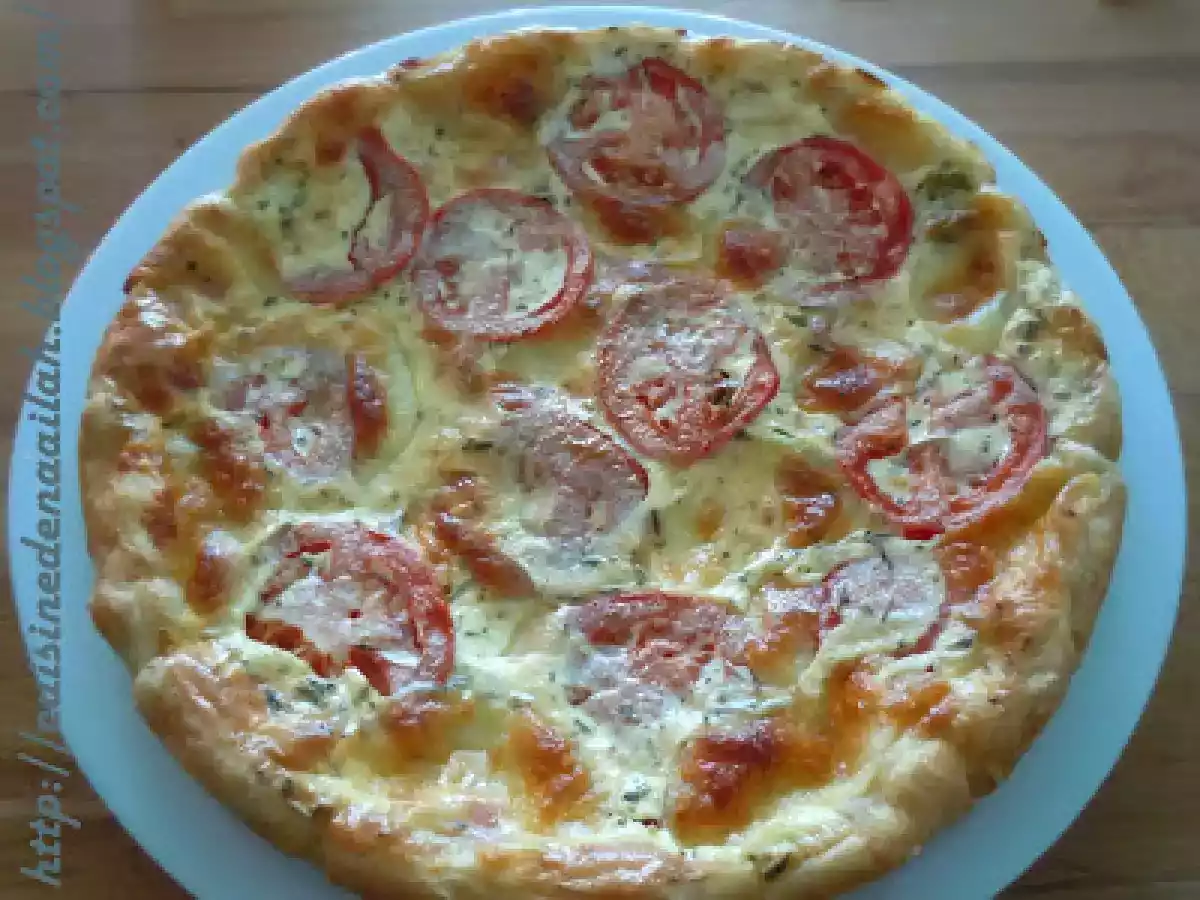 Tarte tomates-poivrons-mozzarella.