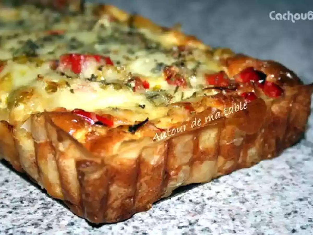 Tarte tout en long aux poireaux et poivrons