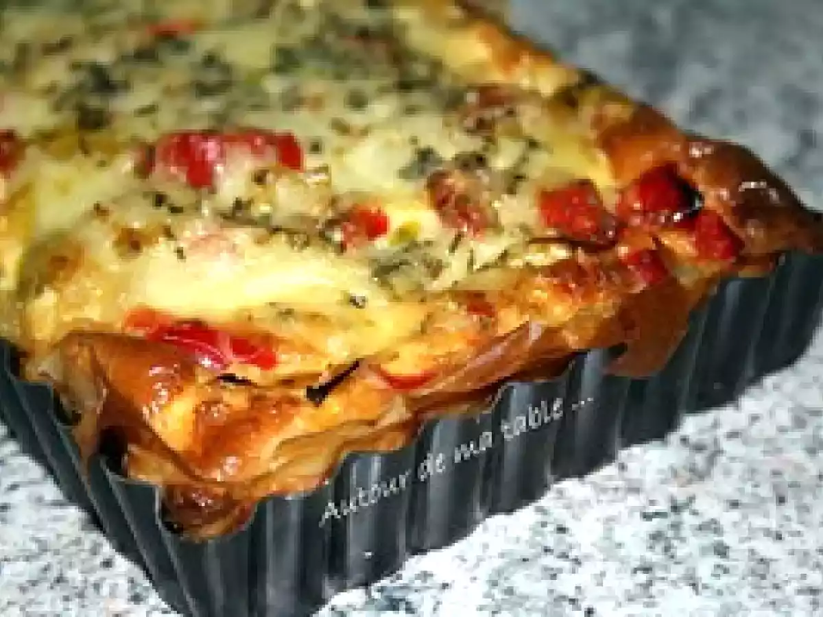 Tarte tout en long aux poireaux et poivrons - photo 3