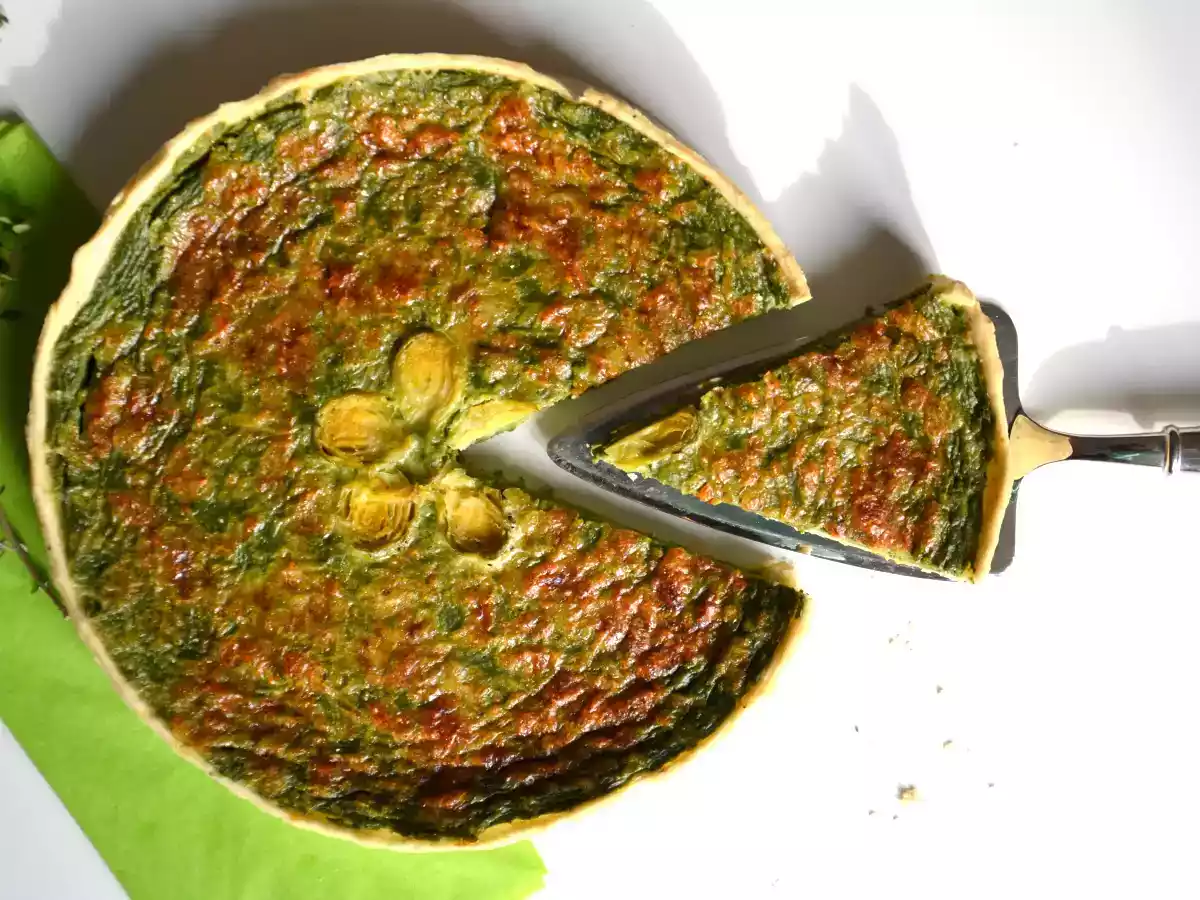 Tarte verte aux choux de Bruxelles & épinards { recette santé }