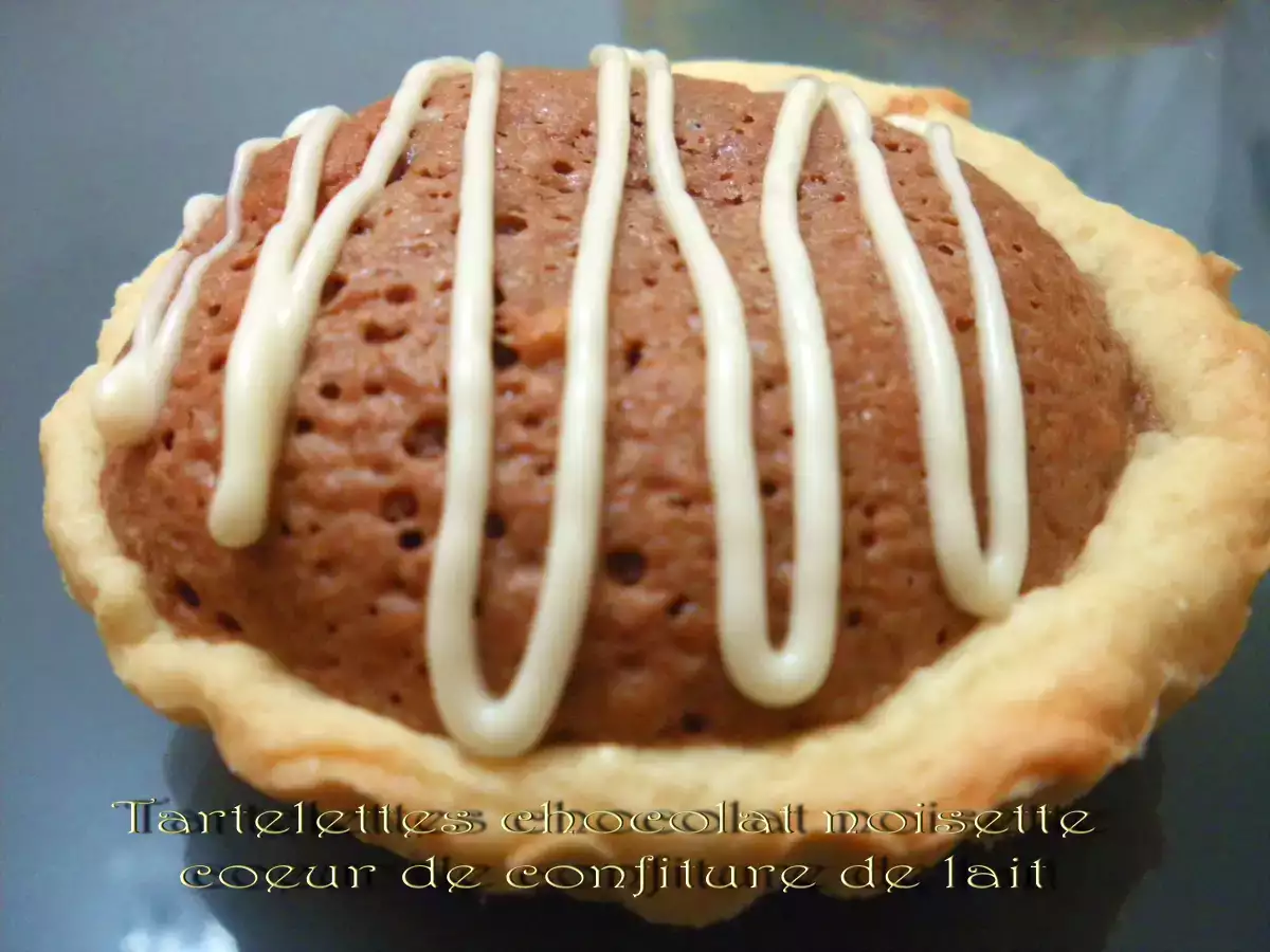 Tartelette chocolat noisette au coeur de confiture de lait