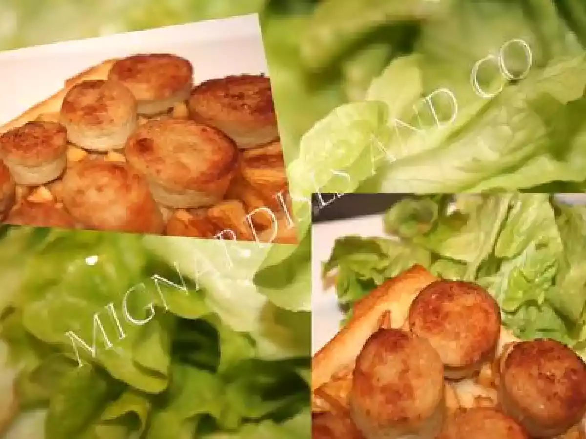 Tartelette fine aux pommes et au boudin blanc