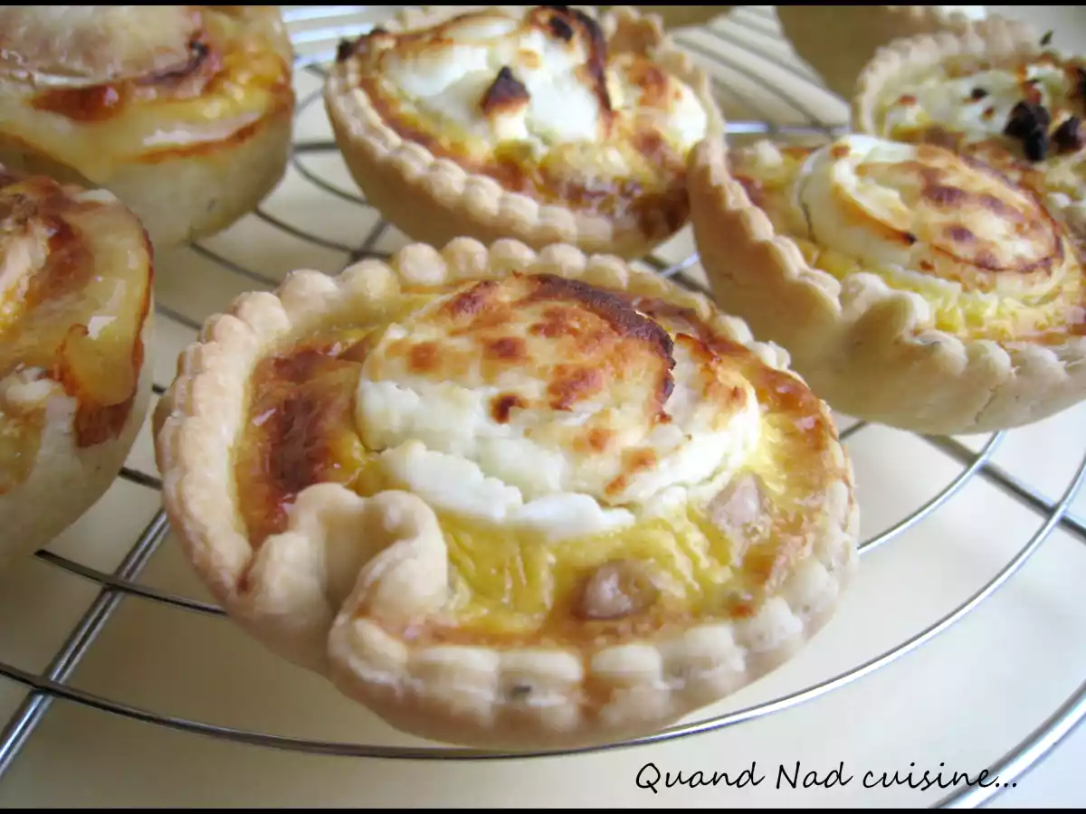 Tartelettes aux oignons, pignons et chèvre
