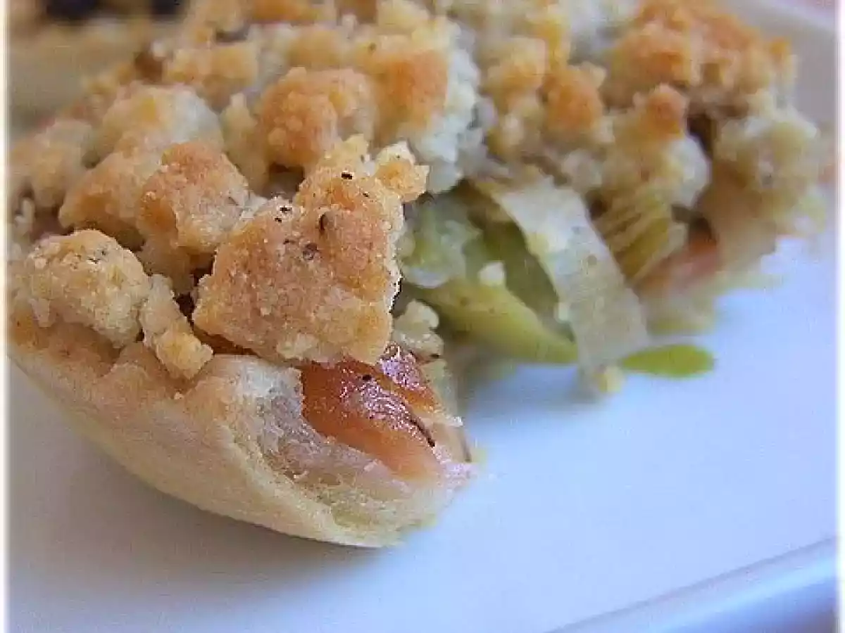 Tartelettes façon crumbles aux poireaux et saumon fumé ( recette Flexipan ) - photo 3