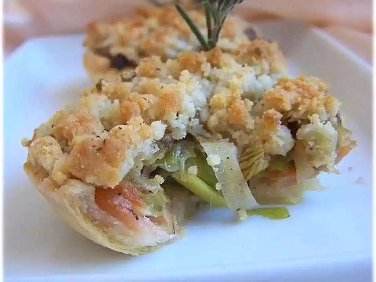 Tartelettes façon crumbles aux poireaux et saumon fumé ( recette Flexipan ) - photo 4