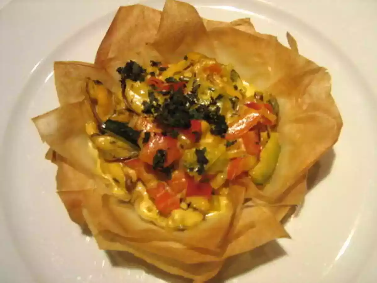 Tartelettes filo aux moules safranées