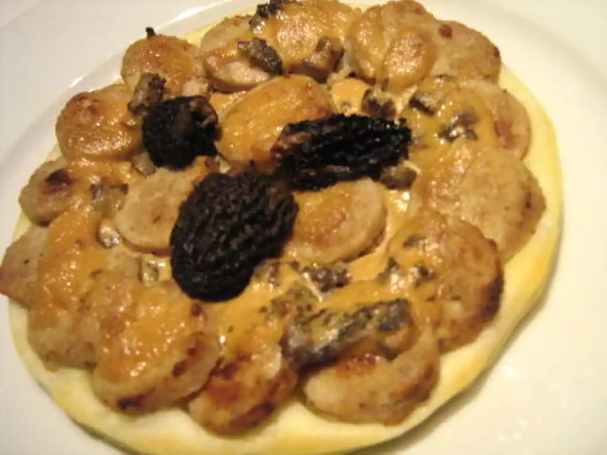 Tartes fines au boudin blanc et morilles