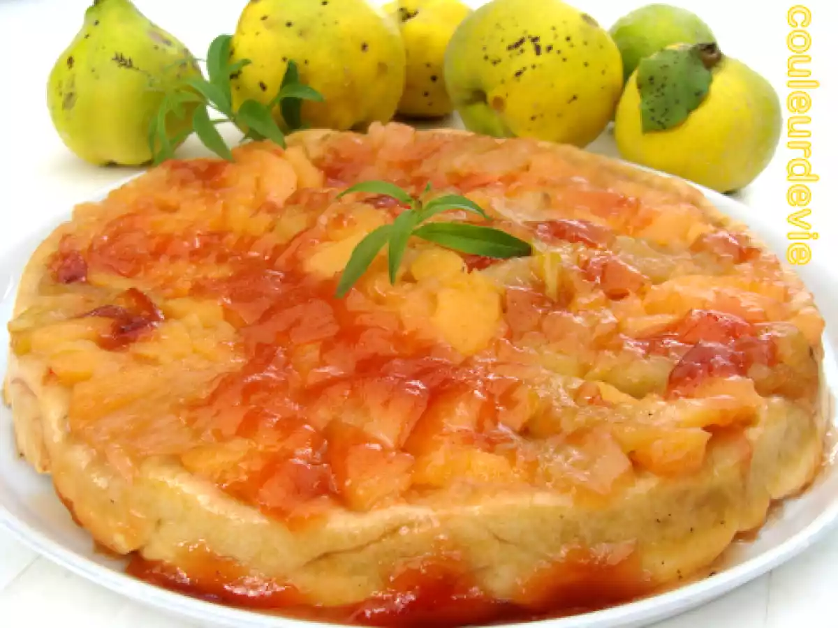 Tatin aux coings, pommes et verveine
