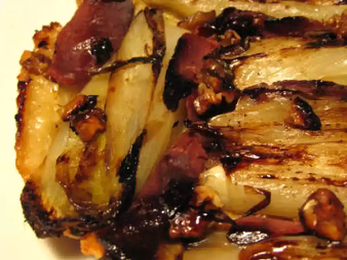 Tatin d'endives aux magret et au noix