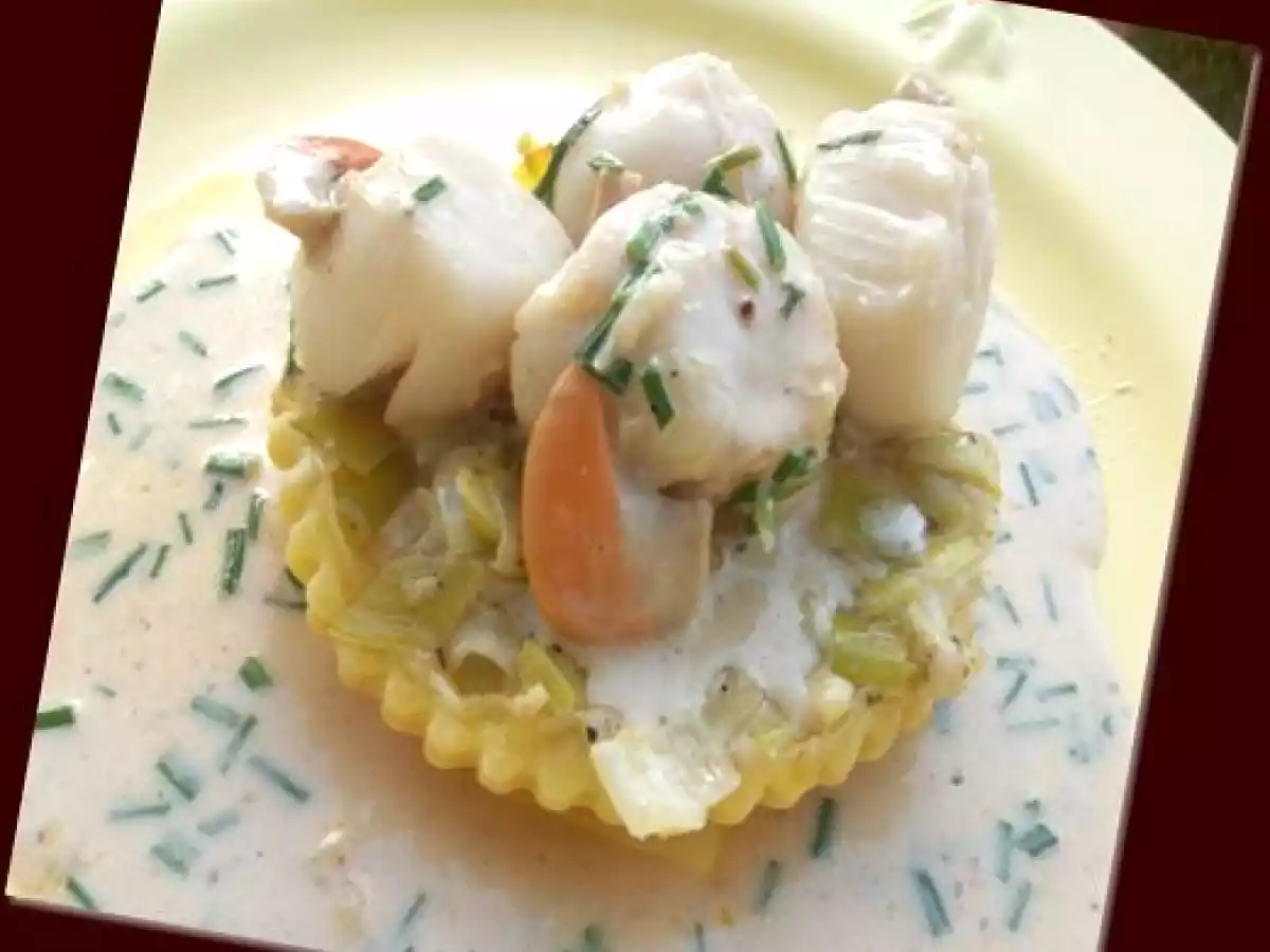 Tatin de poireaux aux Saint-Jacques