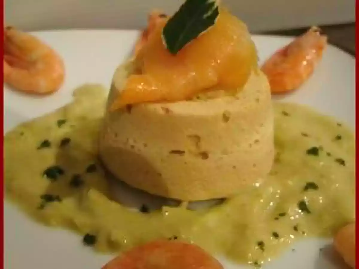 Terrine aux 2 saumons et son coulis de poireaux.