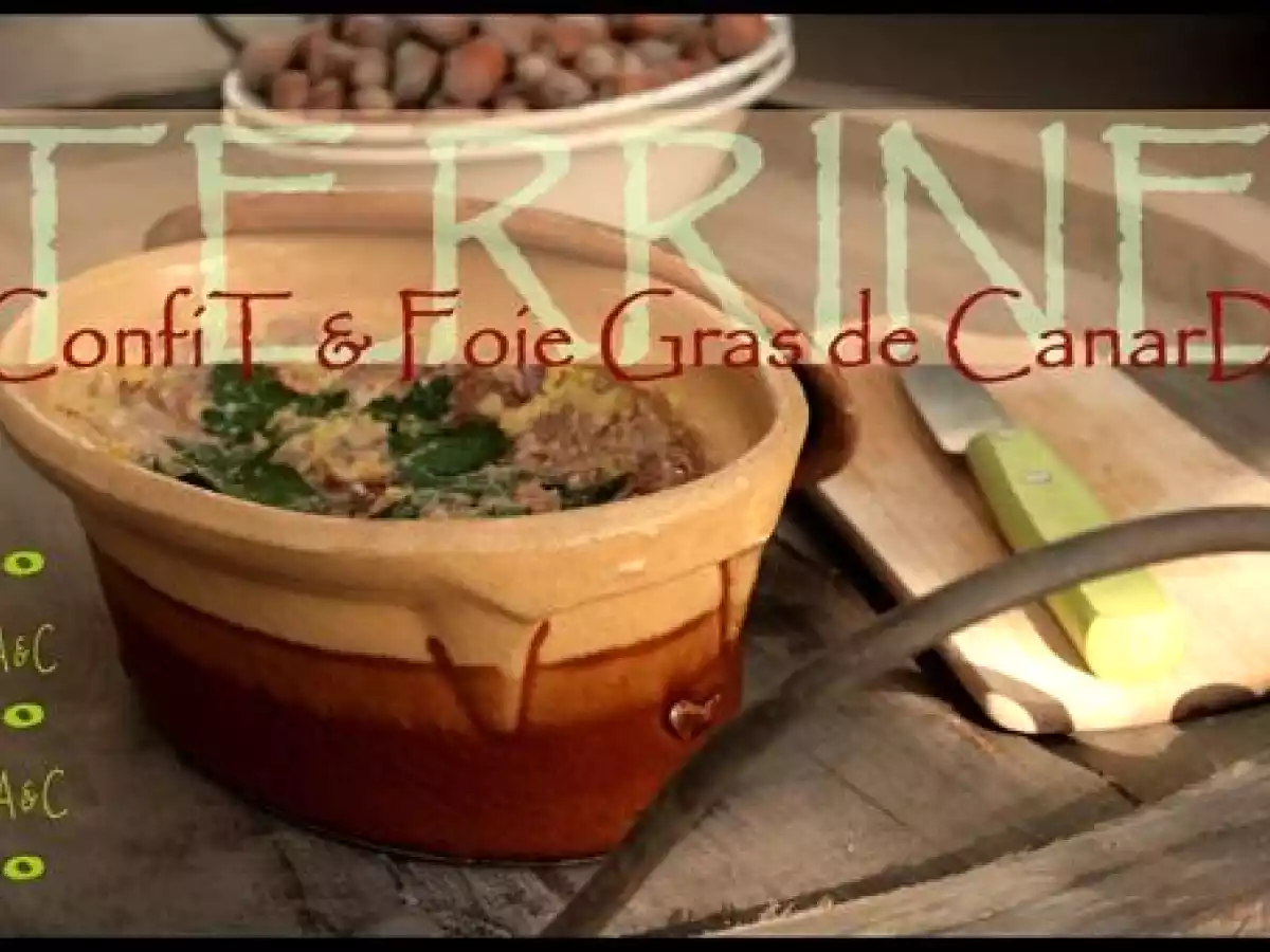 Terrine de confit de canard au foie Gras à la gelée au vin blanc au piment d'Espelette - photo 4