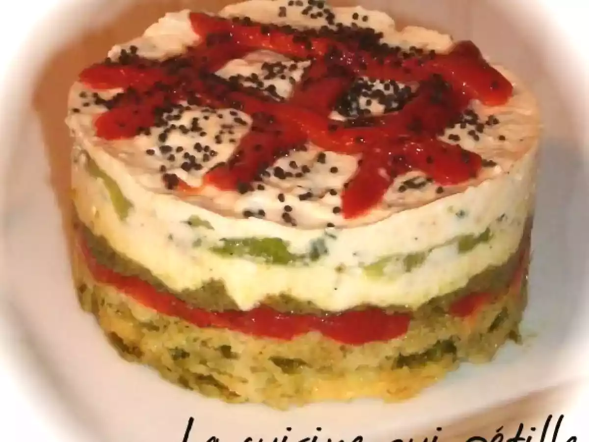 Terrine de légumes du soleil sous un sablé parmesan