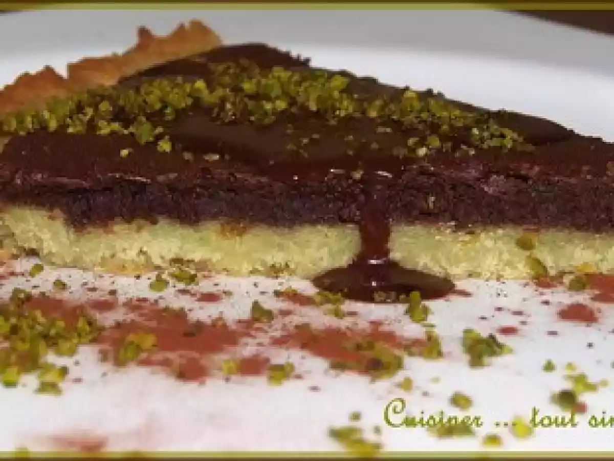 THE Tarte au Chocolat ... avec pâte sablée à la pistache - photo 4