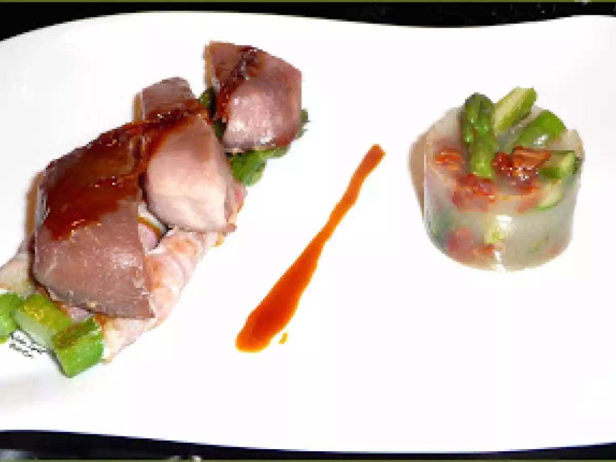 Thon aux Asperges lardées, Sauce au Pamplemousse ...