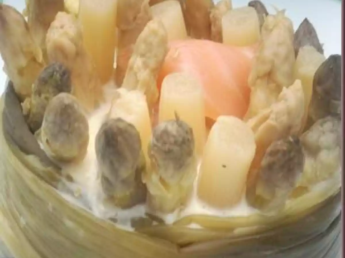 Timbale d'asperges crème mousseline en ruban de poireaux - photo 2