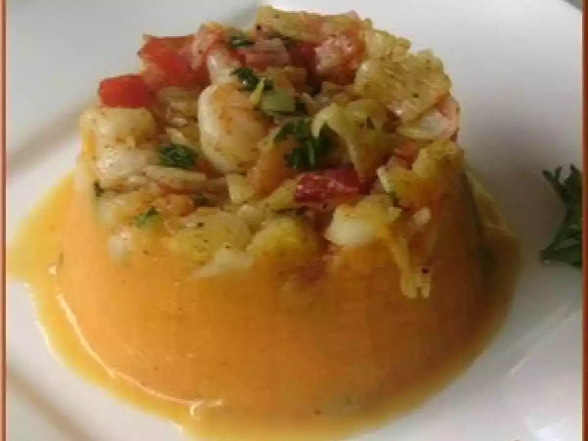 Timbale de potiron aux crevettes