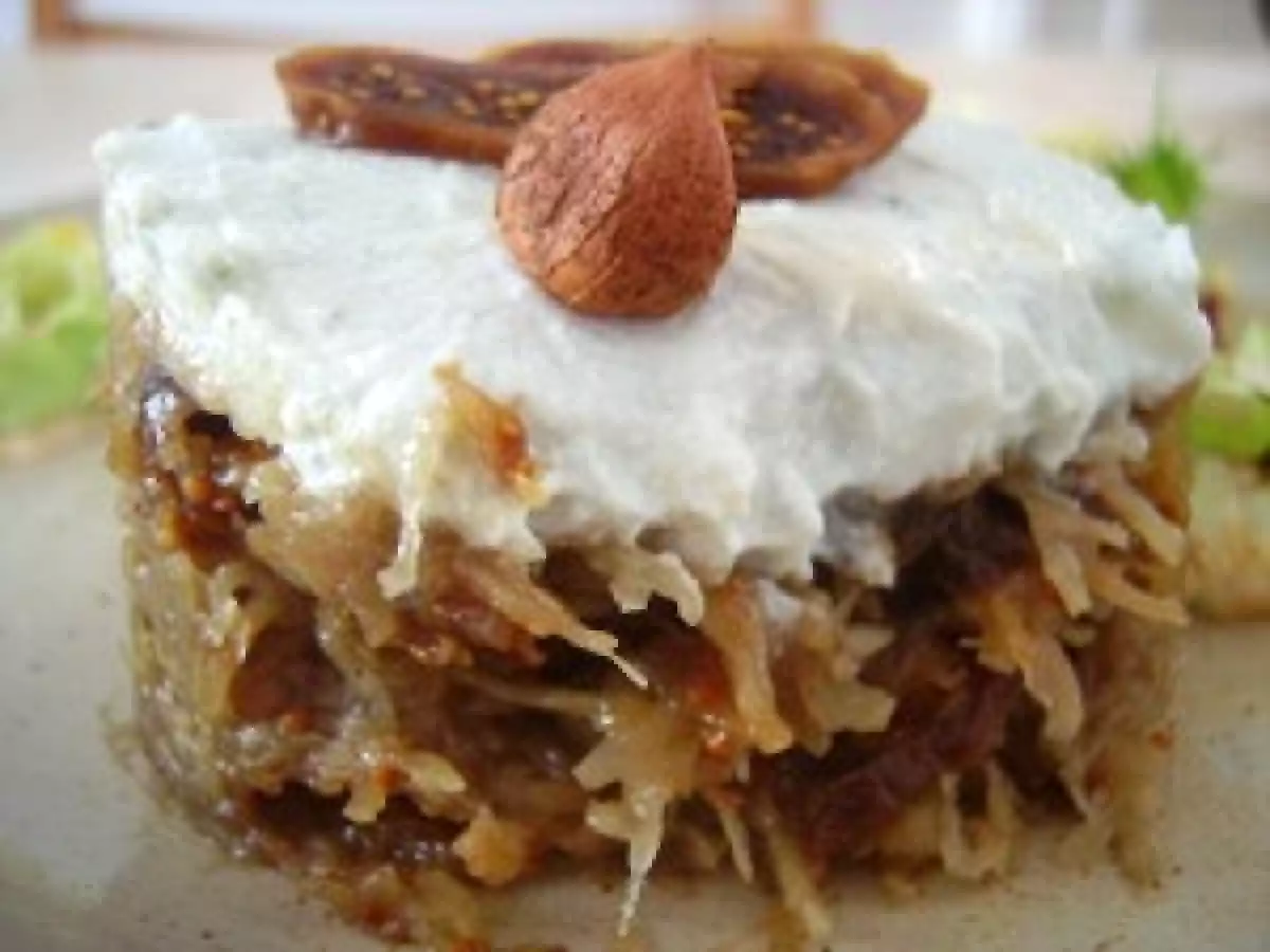 TIMBALE DE TOPINAMBOURS POÊLÉS À LA FIGUE ET SA MOUSSE DE ROQUEFORT - photo 2