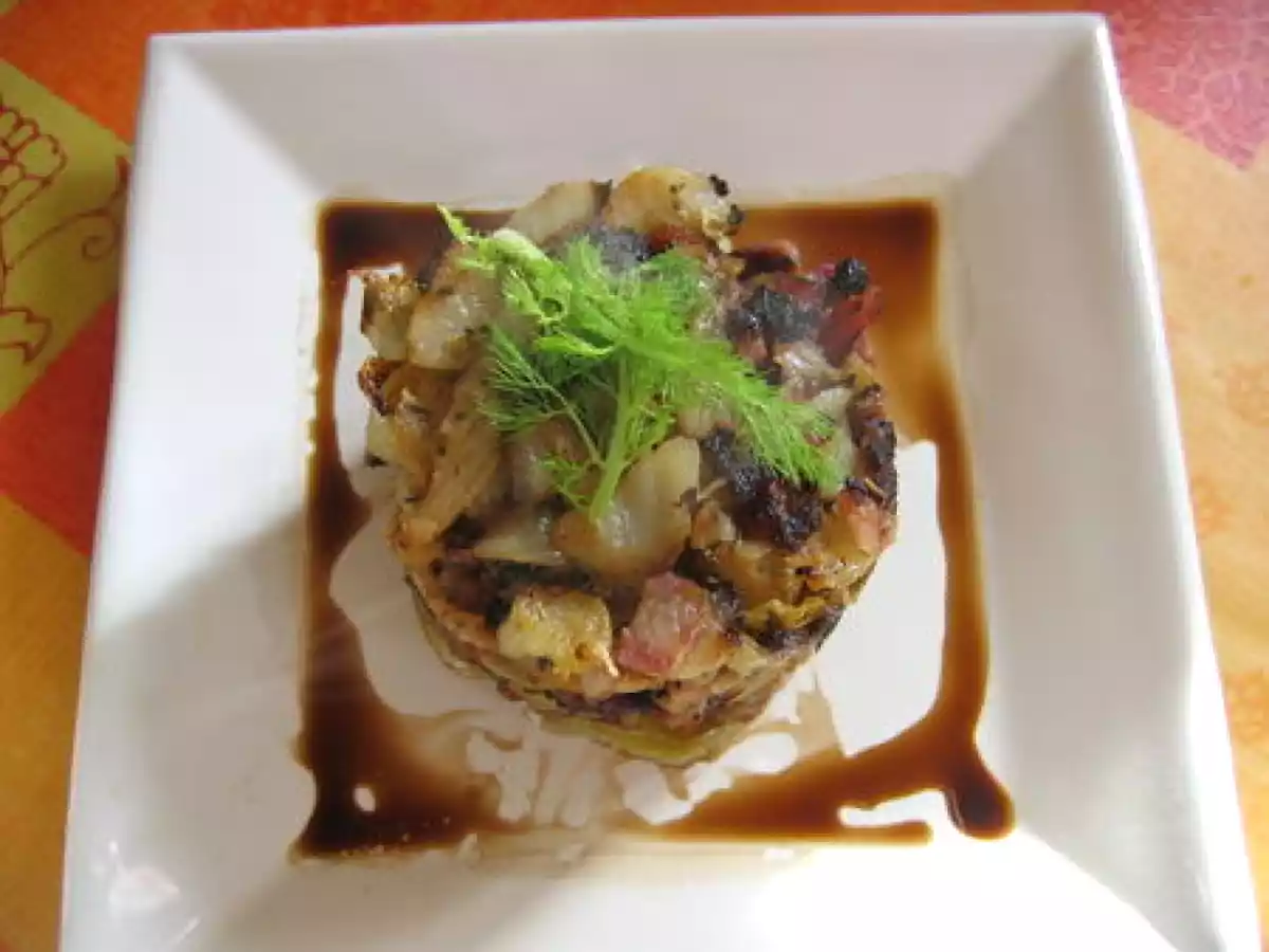 Timbales de fenouil, oignon rouge et lardons - photo 2