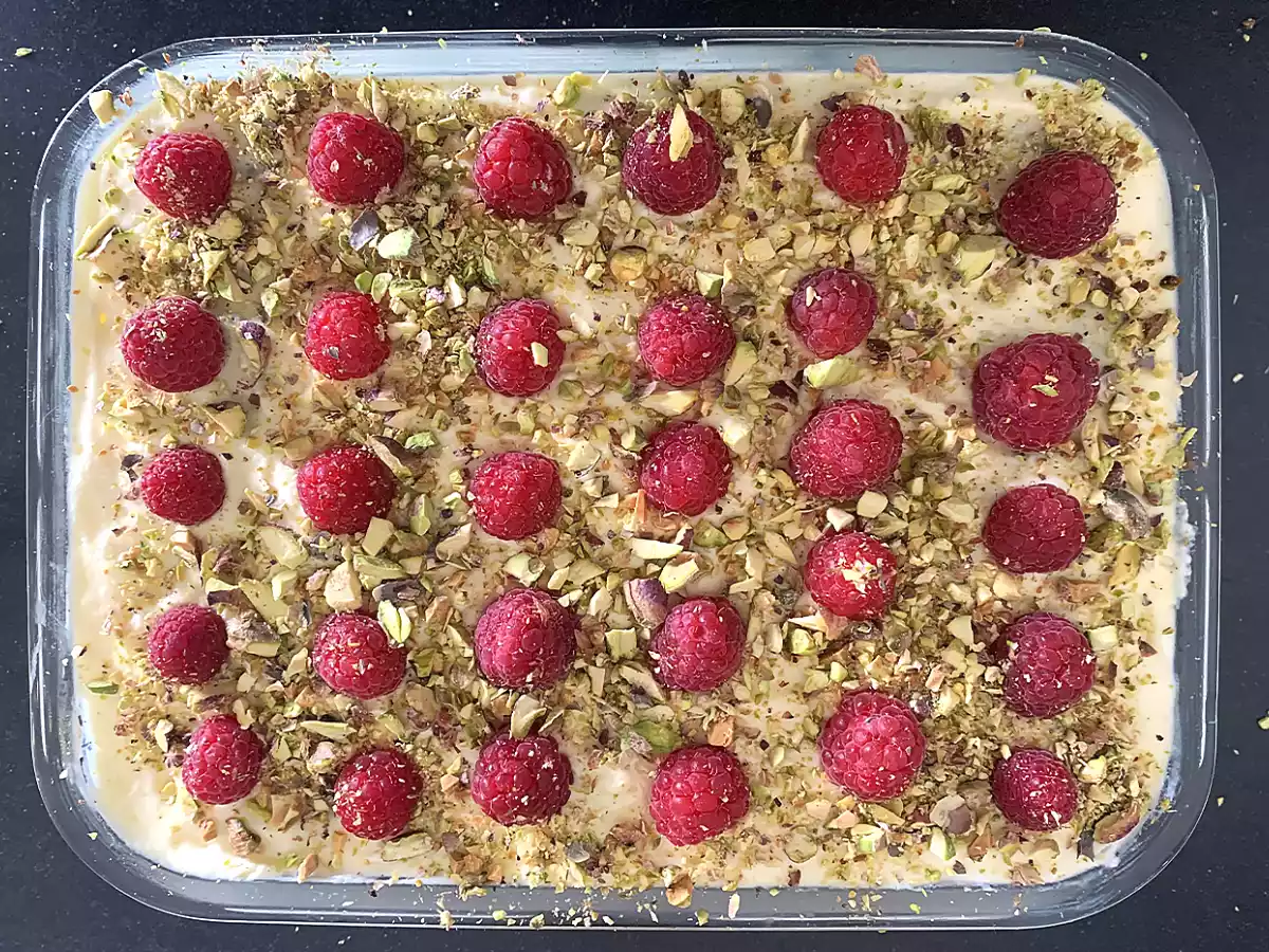 Tiramisu sans gluten à la pistache et aux framboises - photo 2