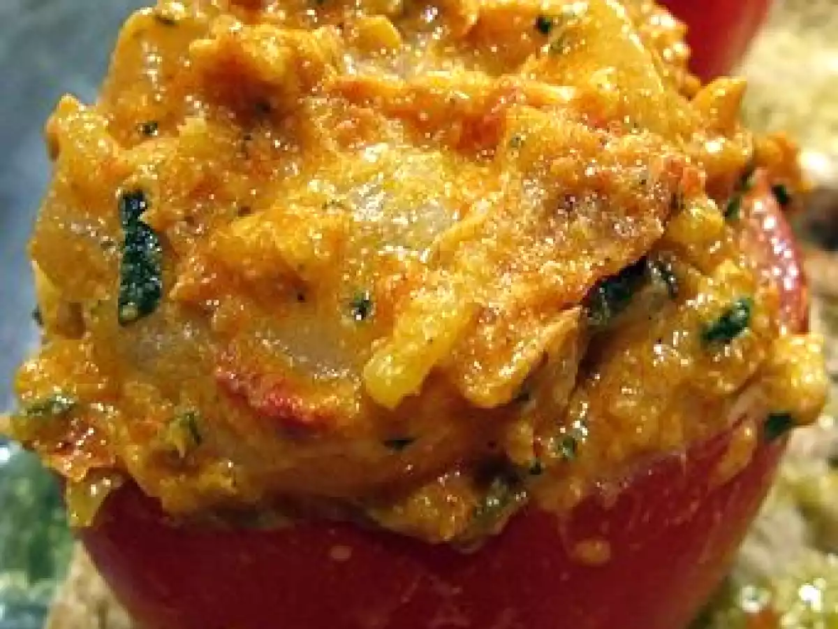 Tomate farcie au cabillaud.