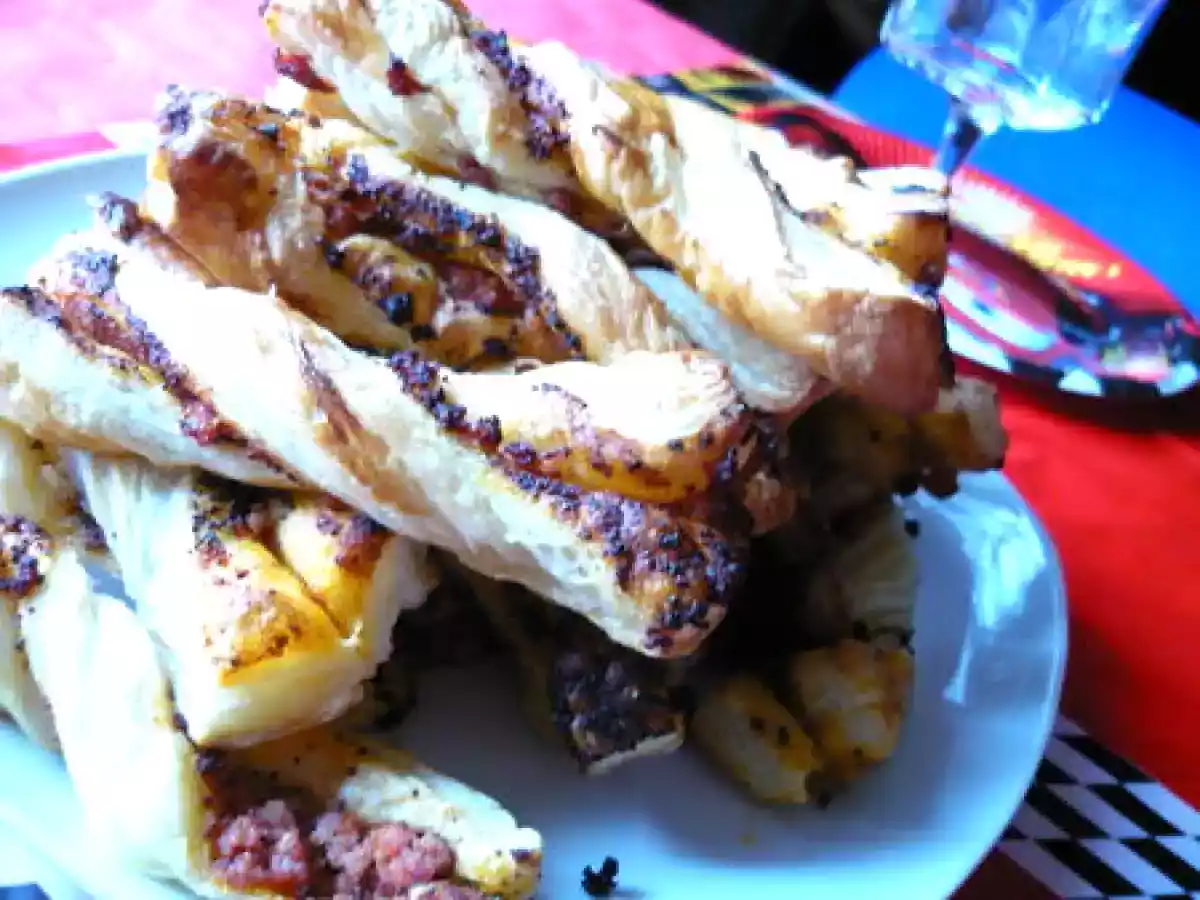 Torsades feuilletée au pesto et lardons