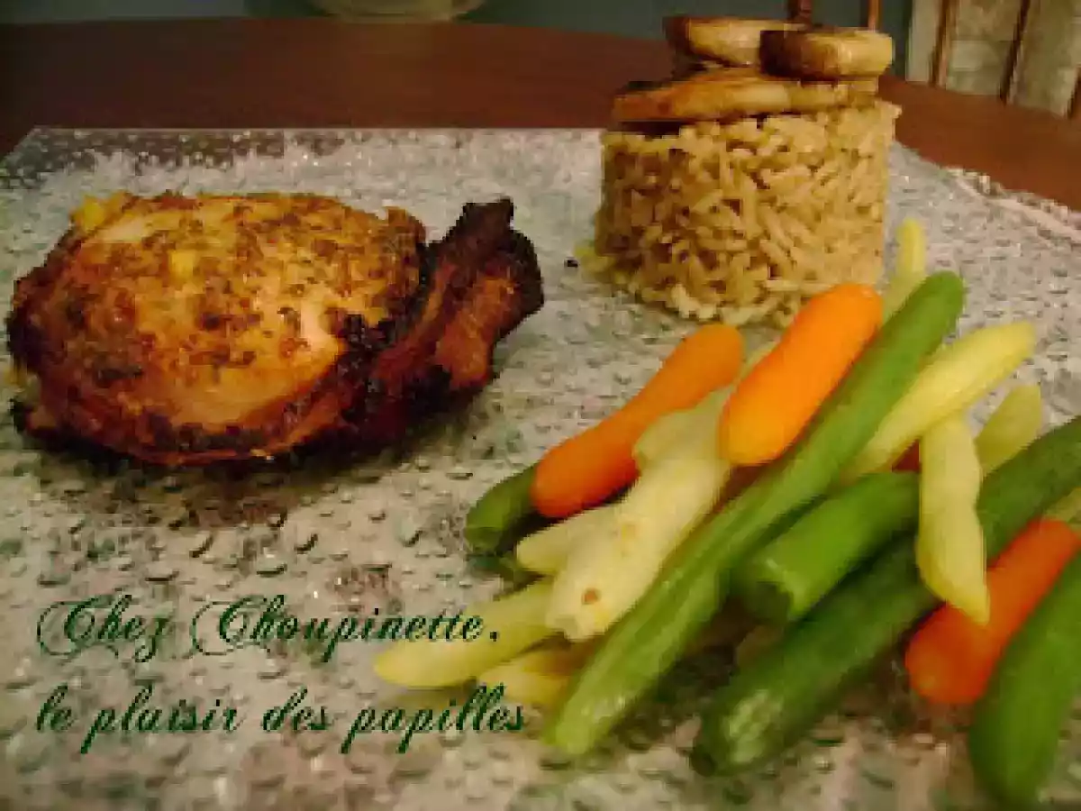 Tournedos de poulet, marinade au sirop d'érable, jus d'orange et basilic