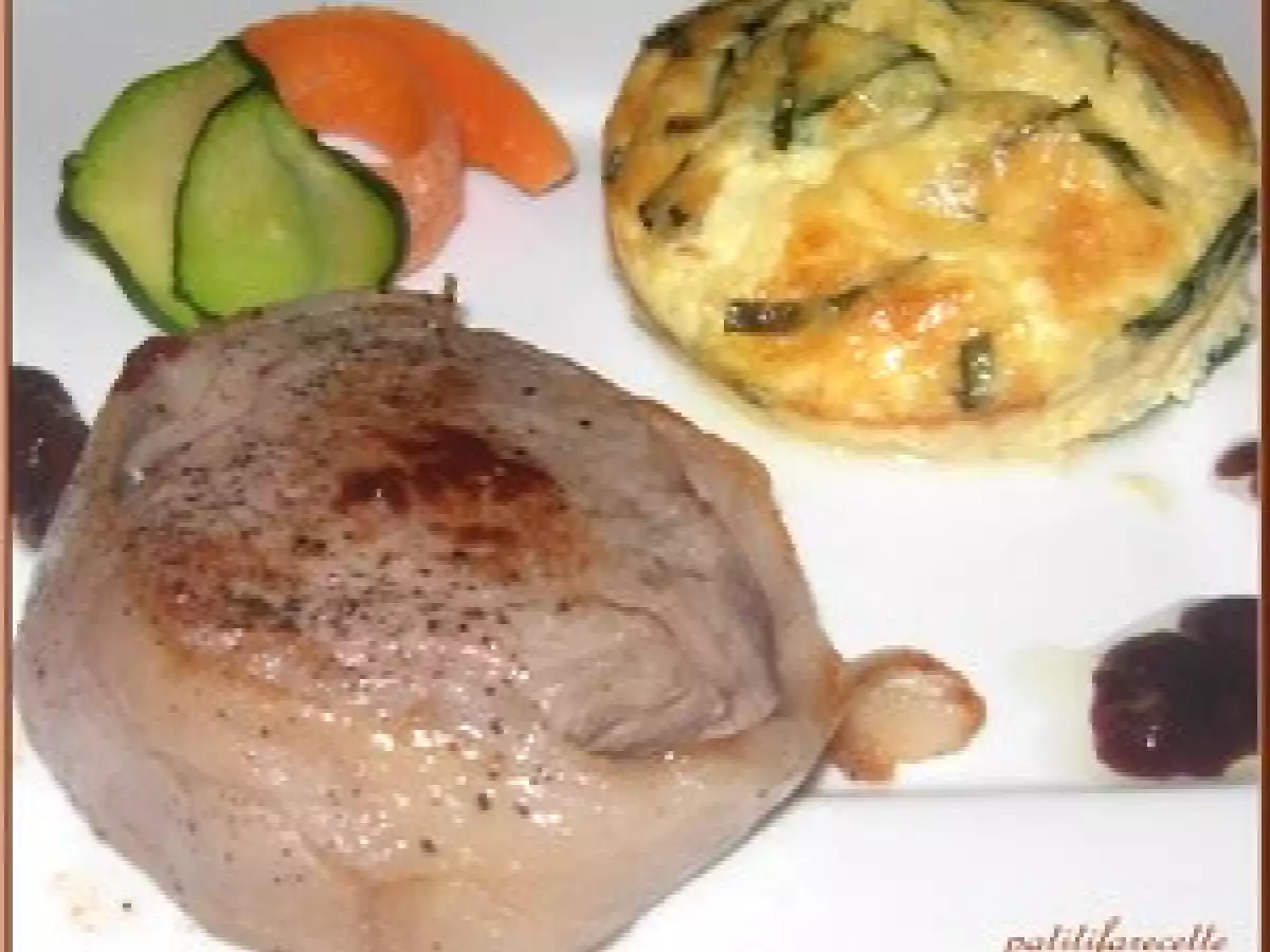 Tournedos sauce porto et son flan à la courgette et au camembert - photo 3